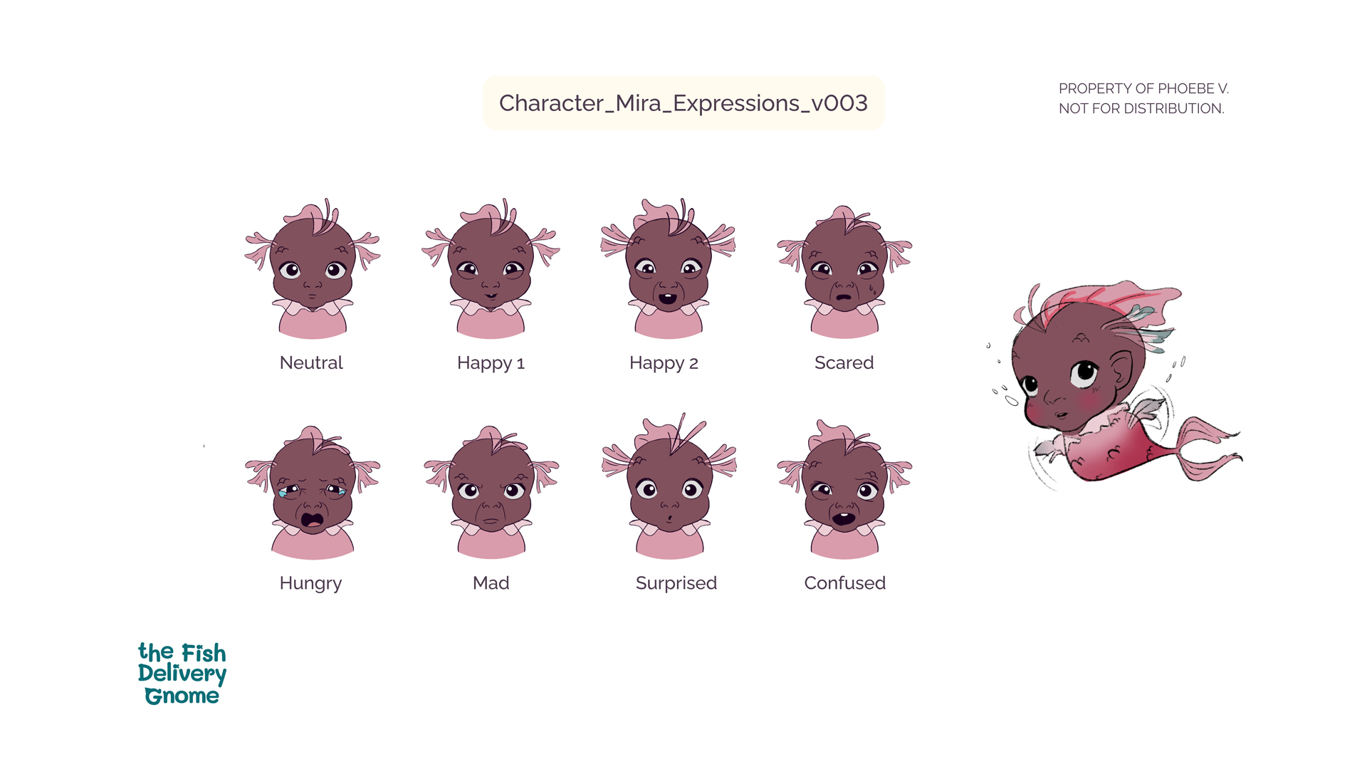 Character expressions of Mira for a 3D animated movie, 